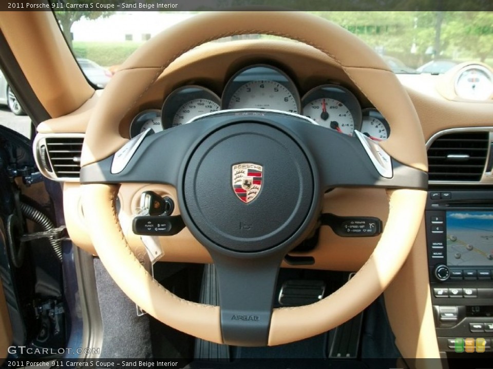 Sand Beige Interior Steering Wheel for the 2011 Porsche 911 Carrera S Coupe #50030986
