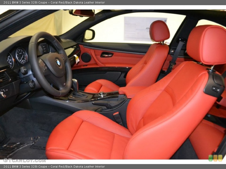 Coral Red/Black Dakota Leather Interior Photo for the 2011 BMW 3 Series 328i Coupe #50054701
