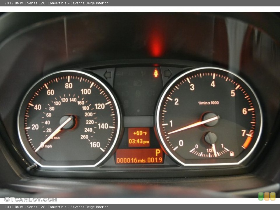 Savanna Beige Interior Gauges for the 2012 BMW 1 Series 128i Convertible #50058742