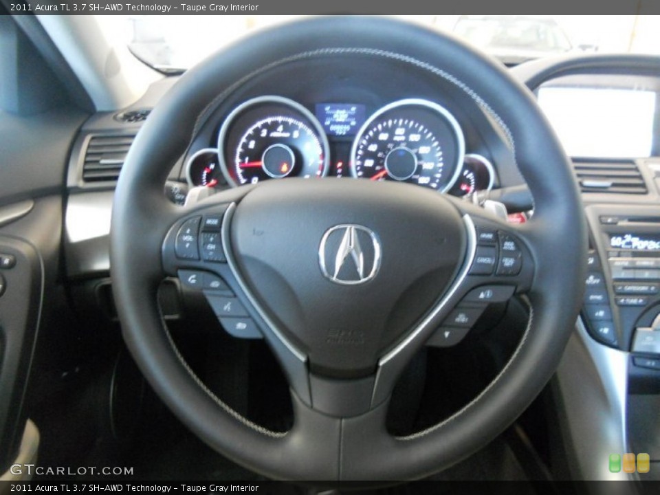 Taupe Gray Interior Steering Wheel for the 2011 Acura TL 3.7 SH-AWD Technology #50071231