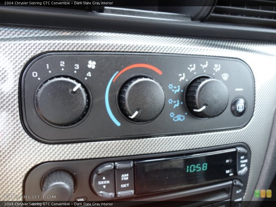 Dark Slate Gray Interior Controls for the 2004 Chrysler Sebring GTC Convertible #50084804