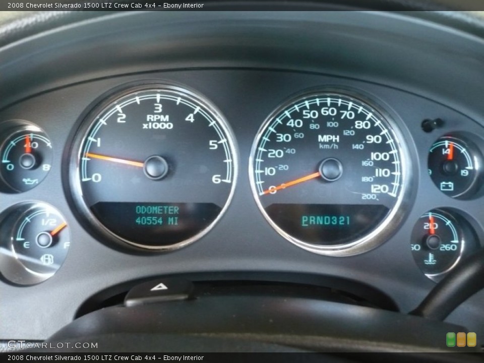 Ebony Interior Gauges for the 2008 Chevrolet Silverado 1500 LTZ Crew Cab 4x4 #50111343