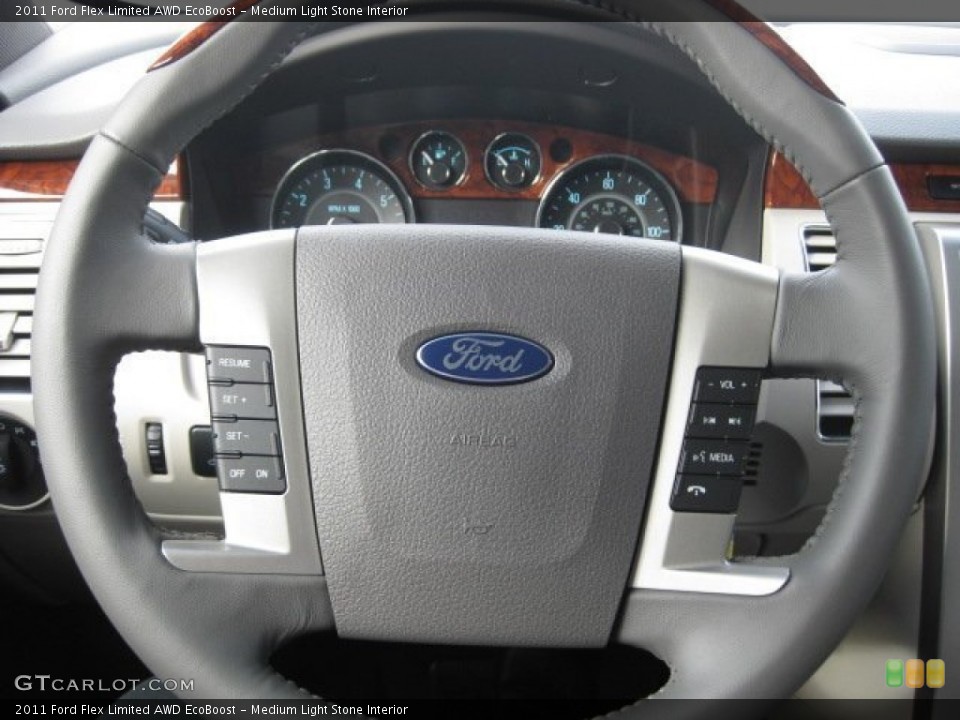 Medium Light Stone Interior Steering Wheel for the 2011 Ford Flex Limited AWD EcoBoost #50126862