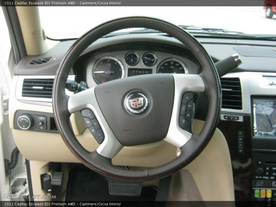 Cashmere/Cocoa Interior Steering Wheel for the 2011 Cadillac Escalade ESV Premium AWD #50223270