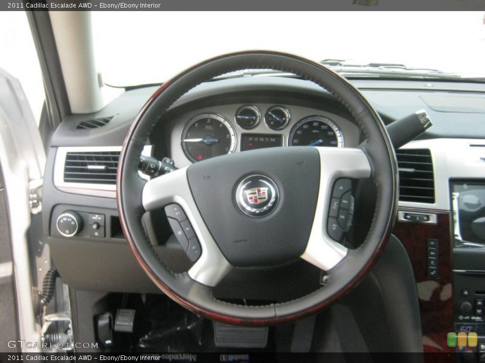 Ebony/Ebony Interior Steering Wheel for the 2011 Cadillac Escalade AWD #50223912