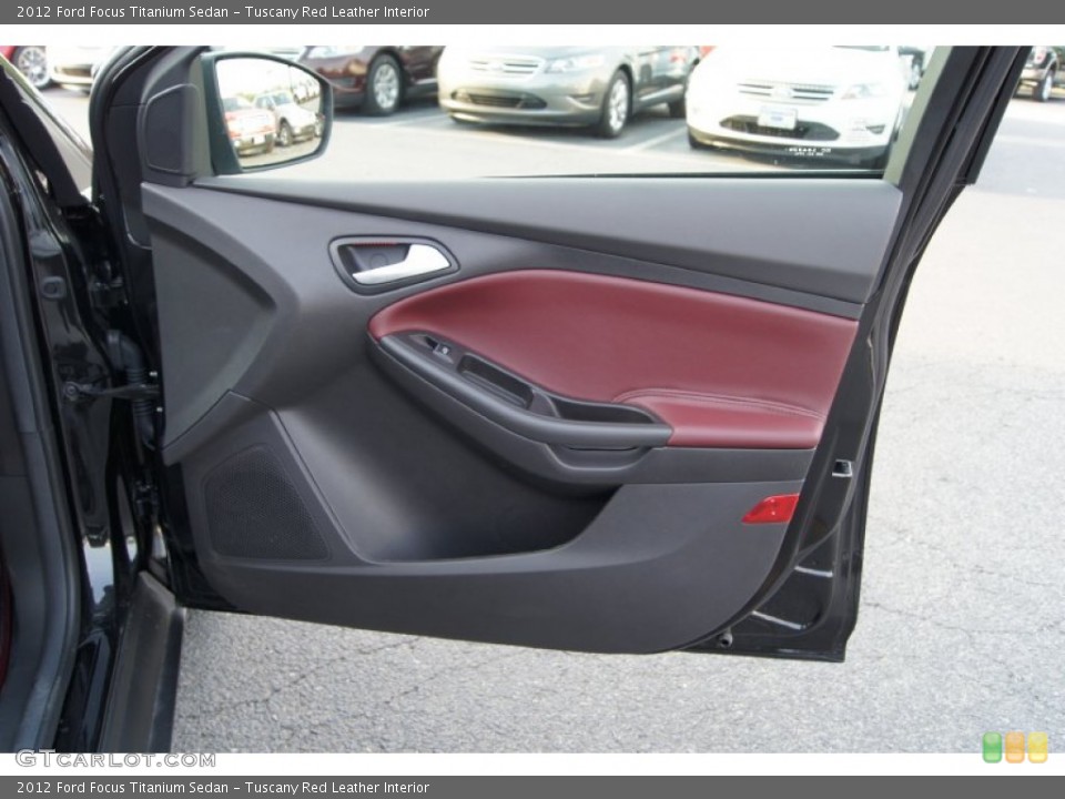 Tuscany Red Leather Interior Door Panel for the 2012 Ford Focus Titanium Sedan #50247979