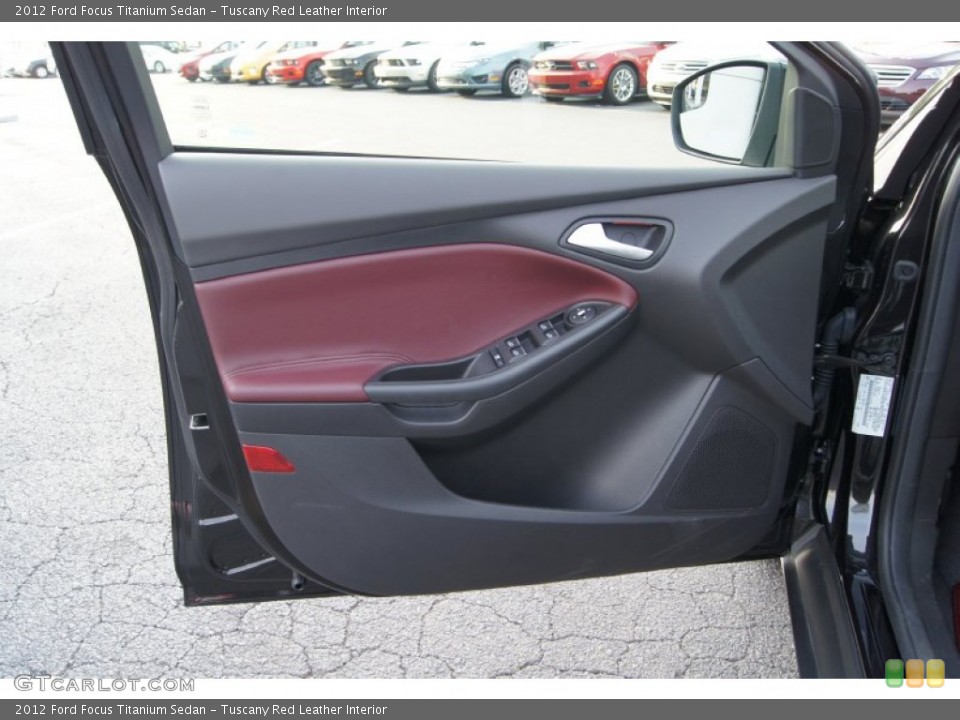 Tuscany Red Leather Interior Door Panel for the 2012 Ford Focus Titanium Sedan #50248030