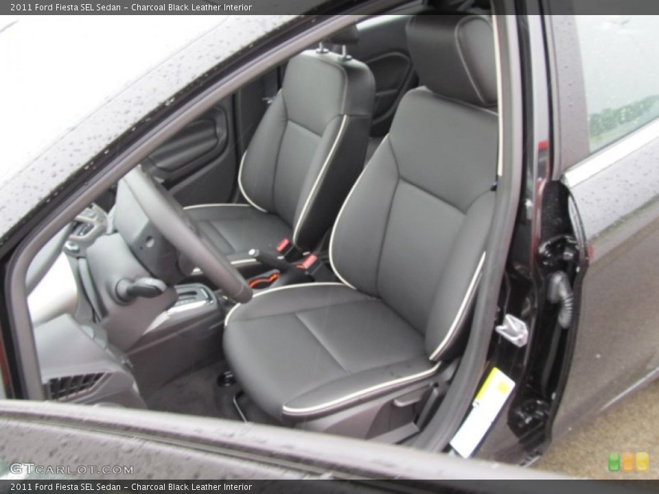 Charcoal Black Leather Interior Photo for the 2011 Ford Fiesta SEL Sedan #50269635