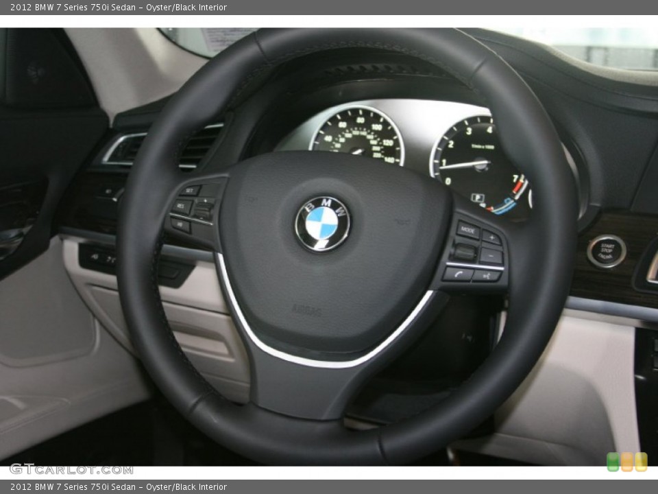 Oyster/Black Interior Steering Wheel for the 2012 BMW 7 Series 750i Sedan #50275713