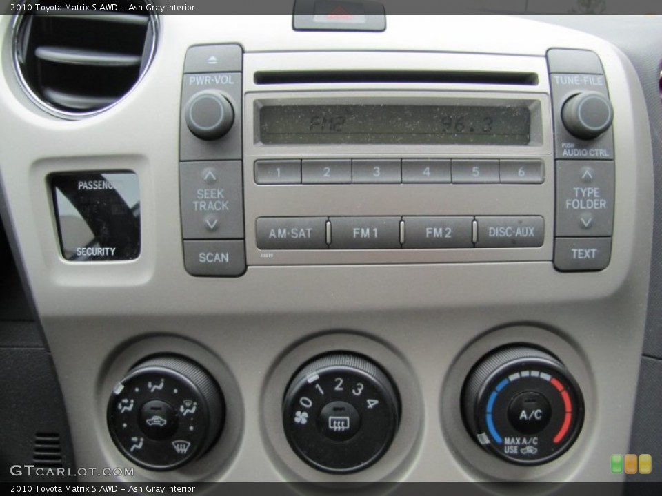 Ash Gray Interior Controls for the 2010 Toyota Matrix S AWD #50279064