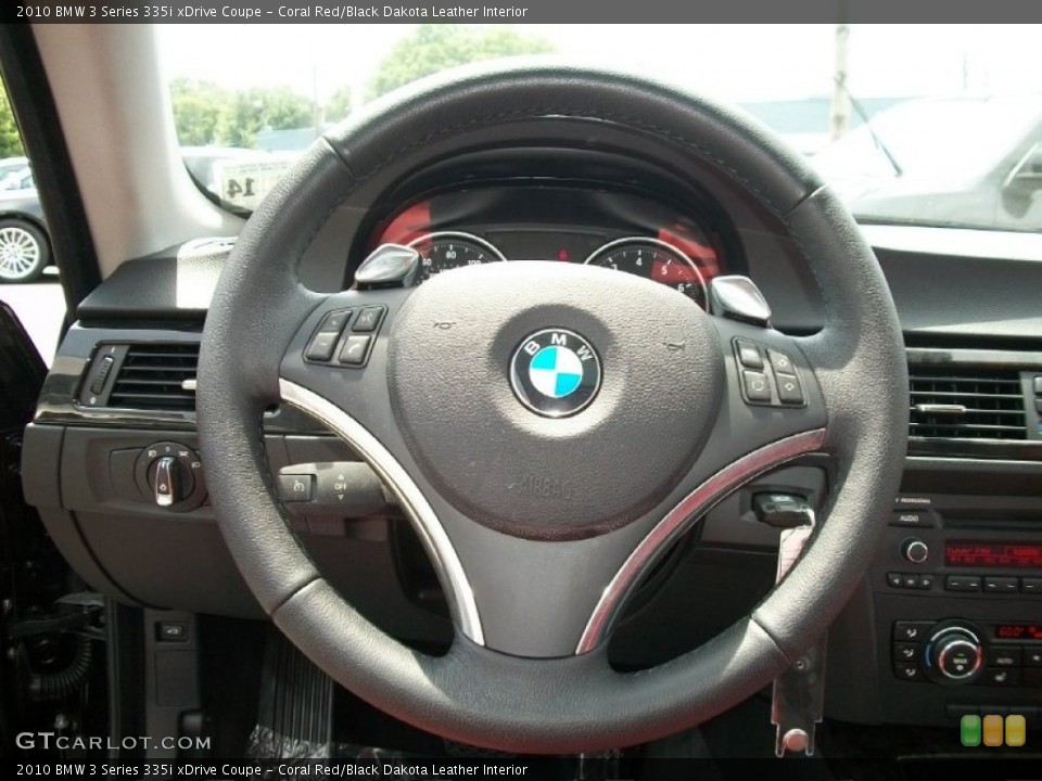 Coral Red/Black Dakota Leather Interior Steering Wheel for the 2010 BMW 3 Series 335i xDrive Coupe #50293320