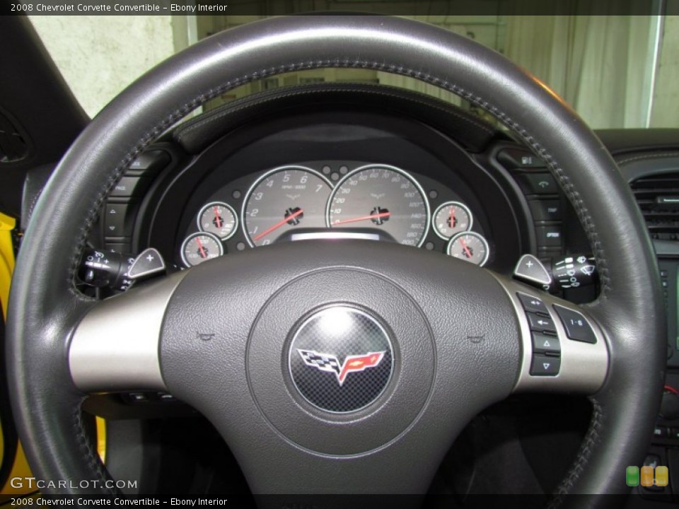 Ebony Interior Steering Wheel for the 2008 Chevrolet Corvette Convertible #50323962