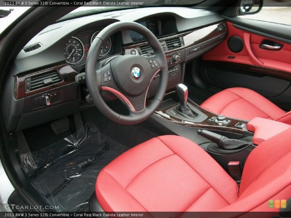 Coral Red/Black Dakota Leather Interior Photo for the 2011 BMW 3 Series 328i Convertible #50331938