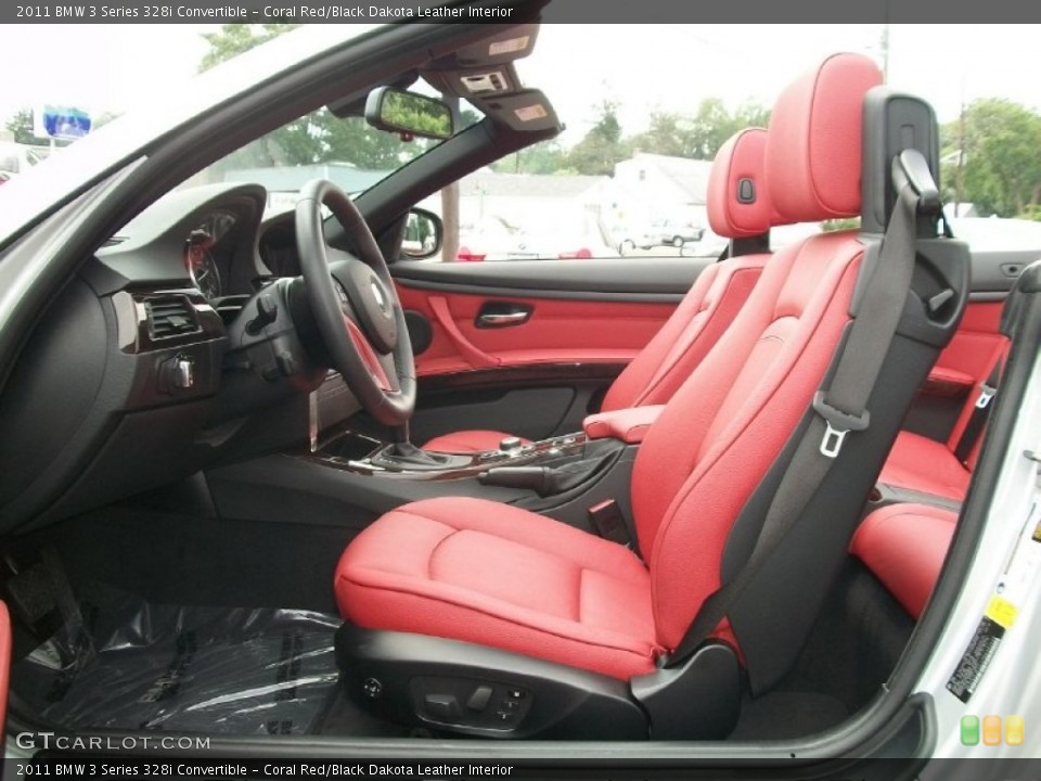 Coral Red/Black Dakota Leather Interior Photo for the 2011 BMW 3 Series 328i Convertible #50331953