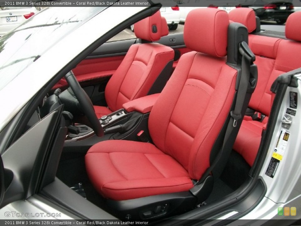 Coral Red/Black Dakota Leather Interior Photo for the 2011 BMW 3 Series 328i Convertible #50331971