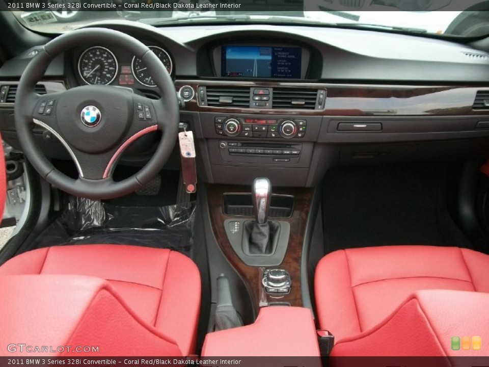 Coral Red/Black Dakota Leather Interior Dashboard for the 2011 BMW 3 Series 328i Convertible #50331985