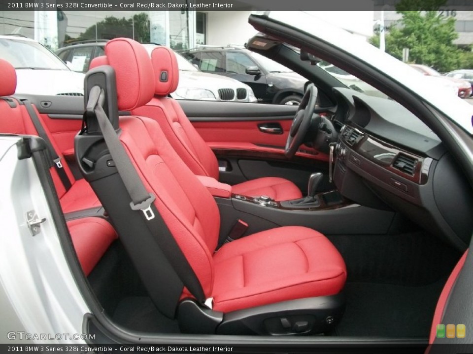 Coral Red/Black Dakota Leather Interior Photo for the 2011 BMW 3 Series 328i Convertible #50332167