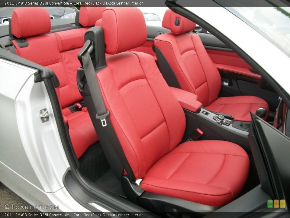 Coral Red/Black Dakota Leather Interior Photo for the 2011 BMW 3 Series 328i Convertible #50332193