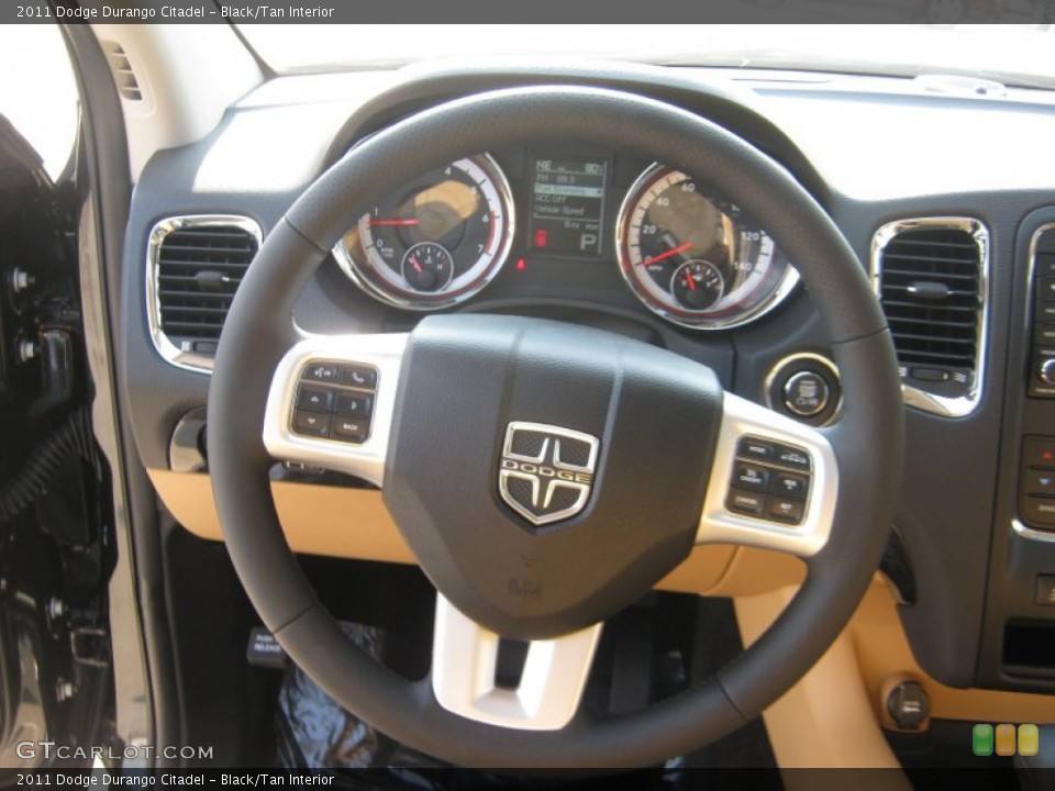 Black/Tan Interior Steering Wheel for the 2011 Dodge Durango Citadel #50334944