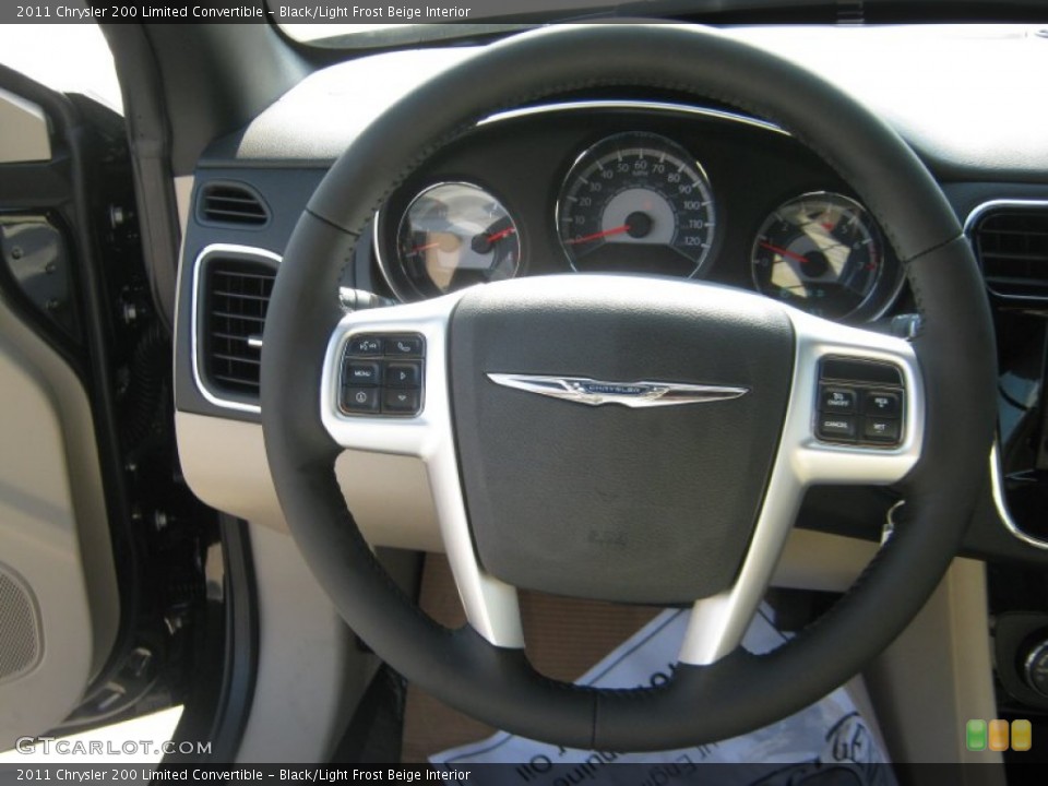 Black/Light Frost Beige Interior Steering Wheel for the 2011 Chrysler 200 Limited Convertible #50336591