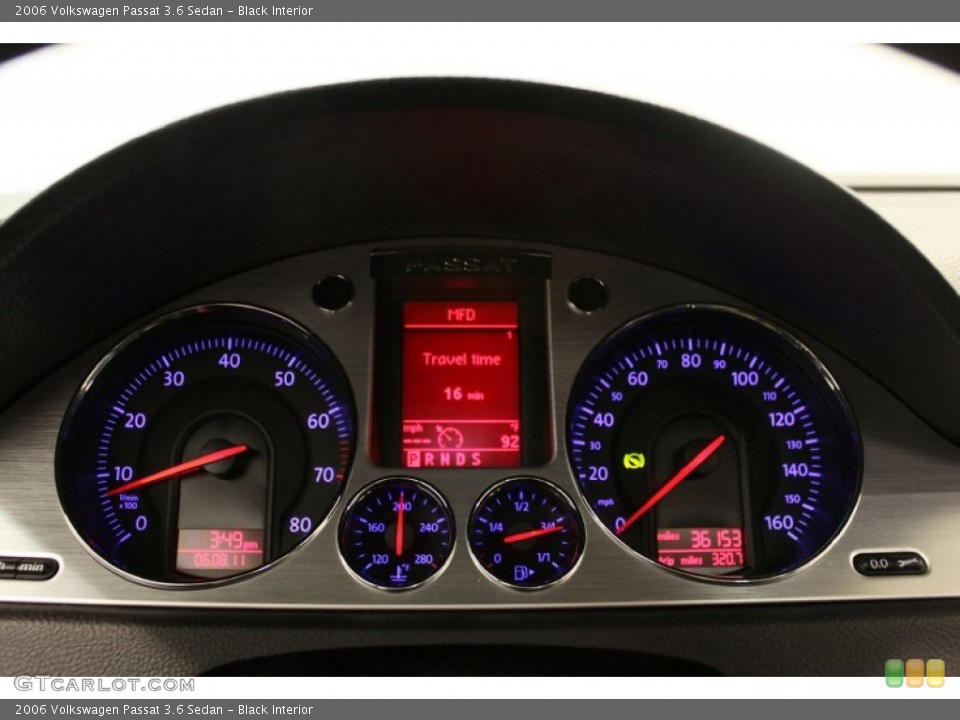 Black Interior Gauges for the 2006 Volkswagen Passat 3.6 Sedan #50369940