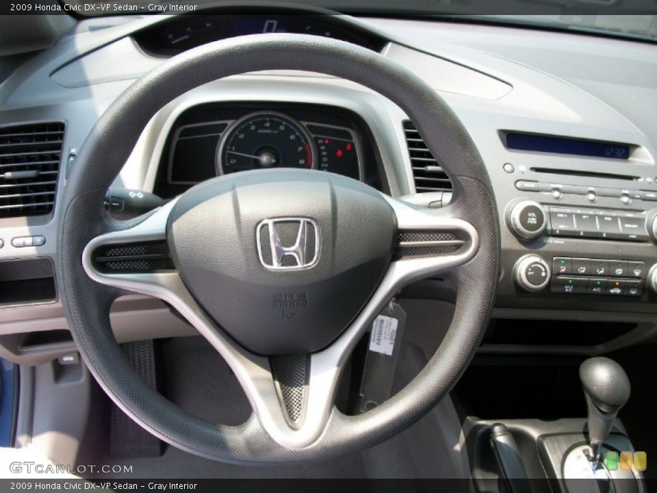 Gray Interior Steering Wheel for the 2009 Honda Civic DX-VP Sedan #50376129