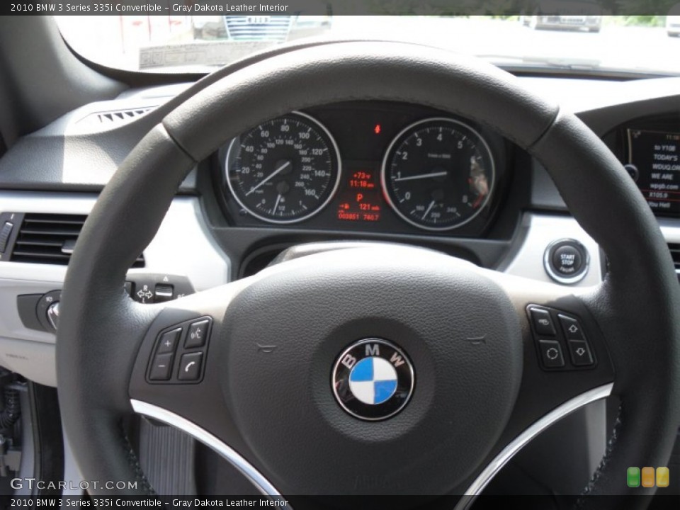 Gray Dakota Leather Interior Steering Wheel for the 2010 BMW 3 Series 335i Convertible #50399802