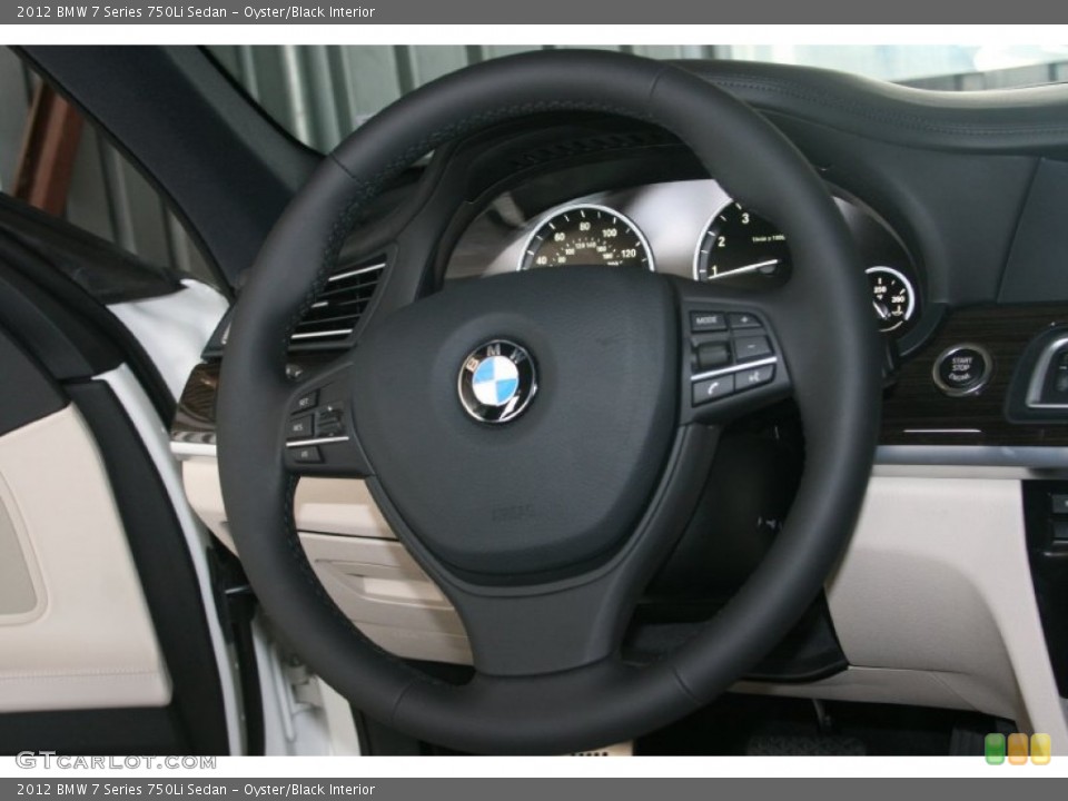 Oyster/Black Interior Steering Wheel for the 2012 BMW 7 Series 750Li Sedan #50412064