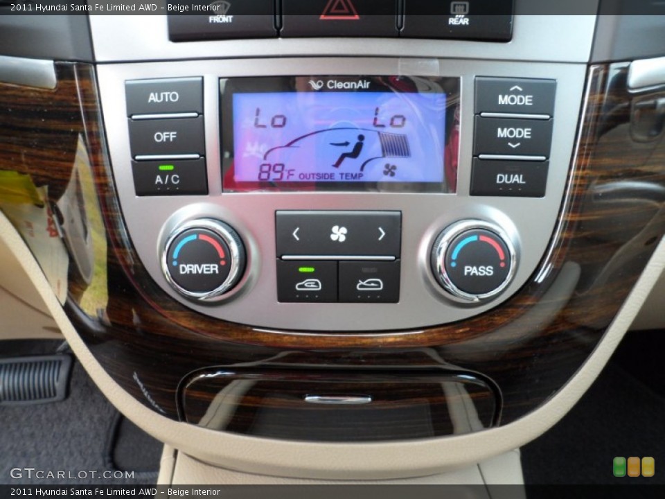 Beige Interior Controls for the 2011 Hyundai Santa Fe Limited AWD #50416402
