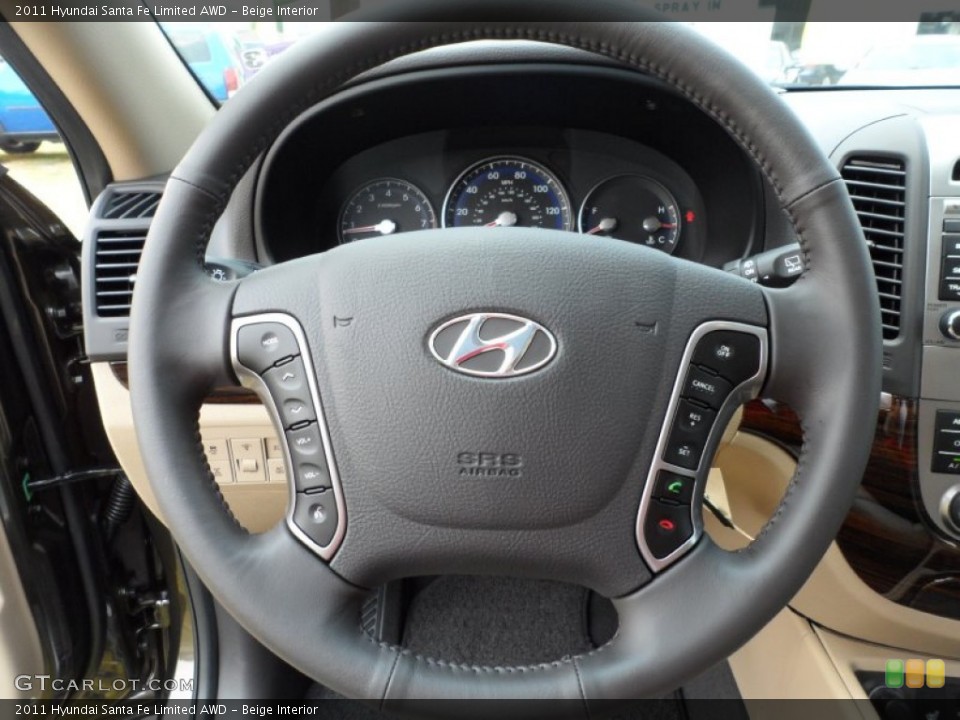 Beige Interior Steering Wheel for the 2011 Hyundai Santa Fe Limited AWD #50416450
