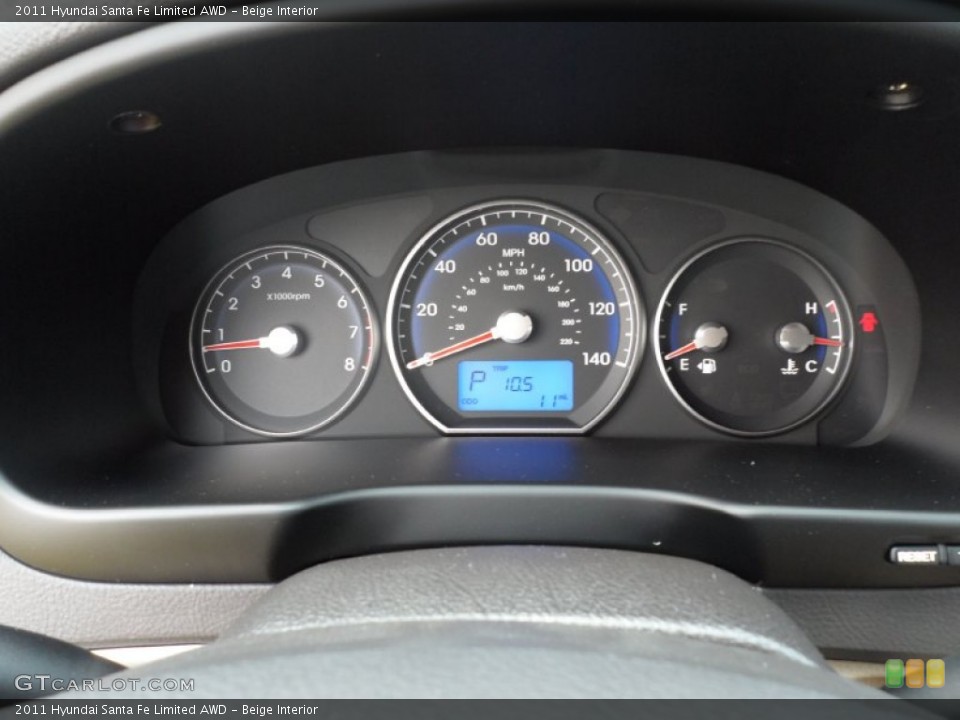 Beige Interior Gauges for the 2011 Hyundai Santa Fe Limited AWD #50416465