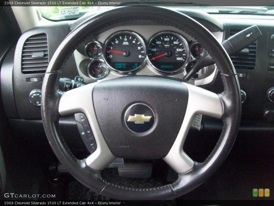 Ebony Interior Steering Wheel for the 2009 Chevrolet Silverado 1500 LT Extended Cab 4x4 #50424556