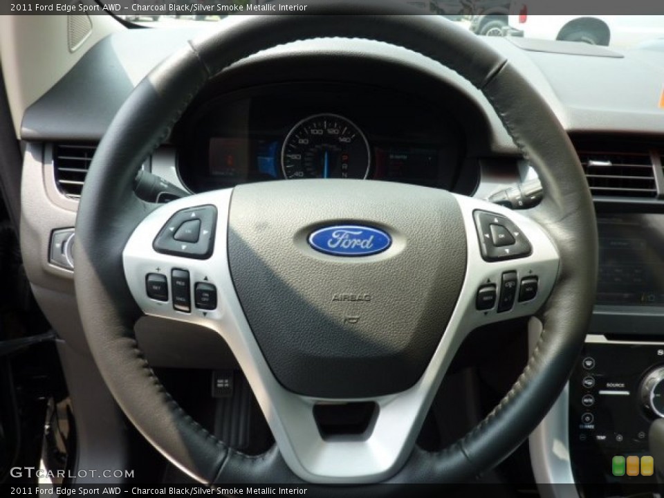 Charcoal Black/Silver Smoke Metallic Interior Steering Wheel for the 2011 Ford Edge Sport AWD #50442085