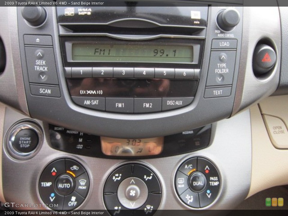 Sand Beige Interior Controls for the 2009 Toyota RAV4 Limited V6 4WD #50448398