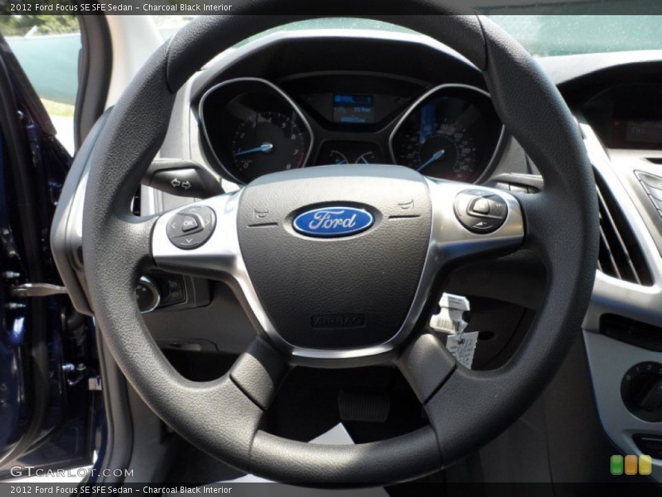Charcoal Black Interior Steering Wheel for the 2012 Ford Focus SE SFE Sedan #50470897