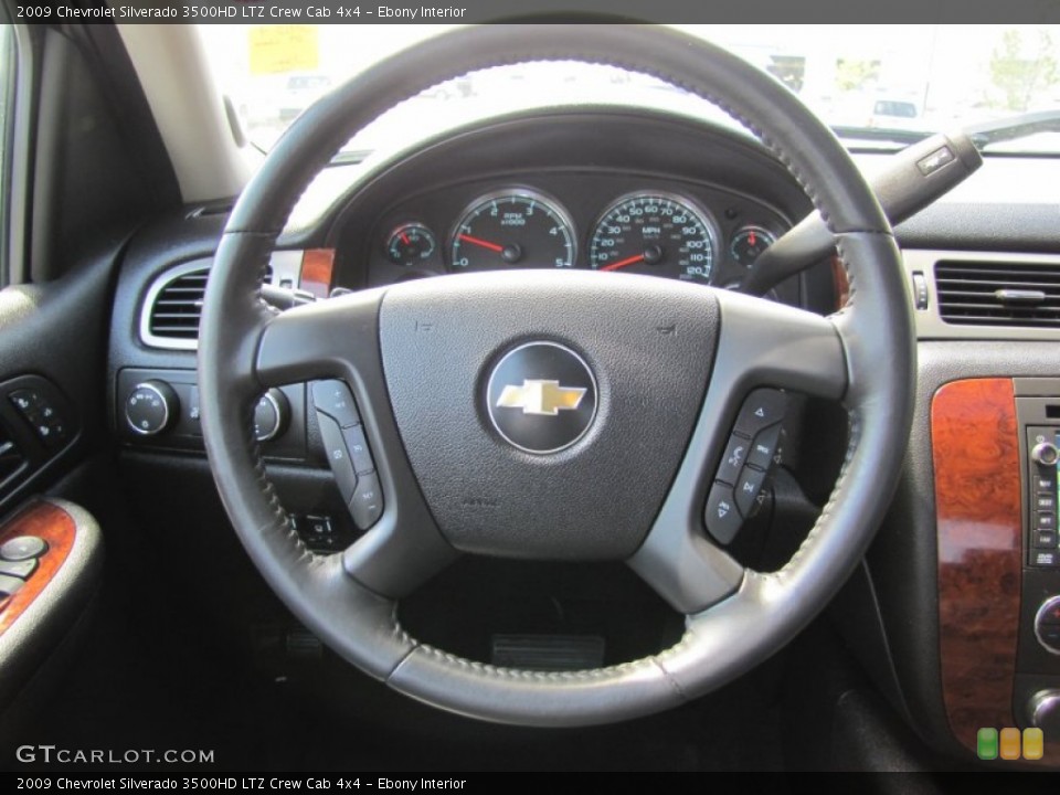 Ebony Interior Steering Wheel for the 2009 Chevrolet Silverado 3500HD LTZ Crew Cab 4x4 #50491351