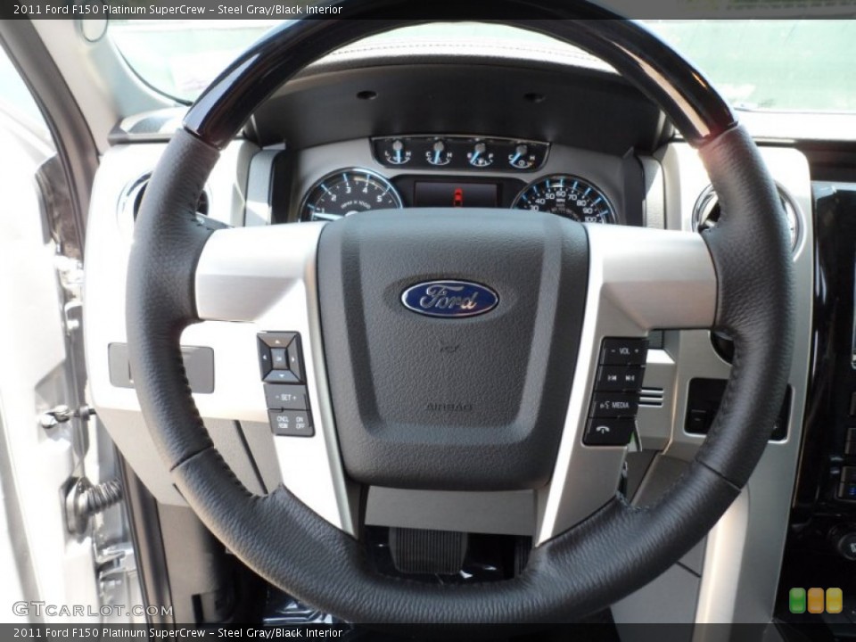 Steel Gray/Black Interior Steering Wheel for the 2011 Ford F150 Platinum SuperCrew #50497110