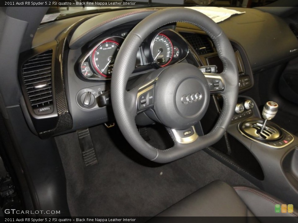 Black Fine Nappa Leather Interior Steering Wheel for the 2011 Audi R8 Spyder 5.2 FSI quattro #50527159