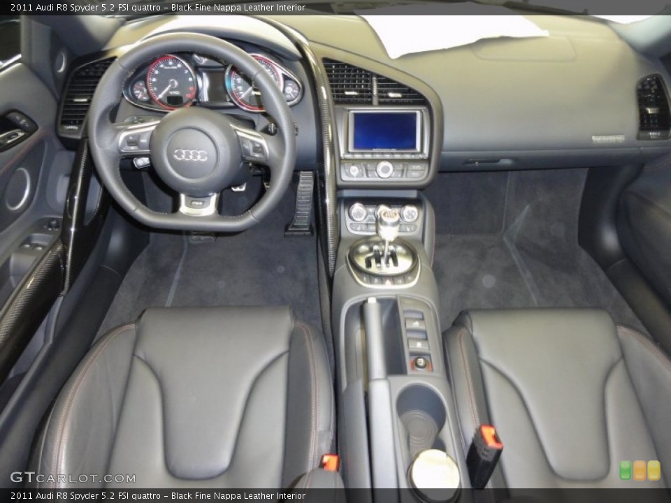 Black Fine Nappa Leather Interior Dashboard for the 2011 Audi R8 Spyder 5.2 FSI quattro #50527339