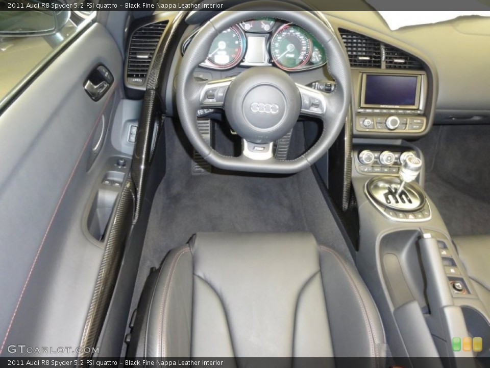 Black Fine Nappa Leather Interior Dashboard for the 2011 Audi R8 Spyder 5.2 FSI quattro #50527354