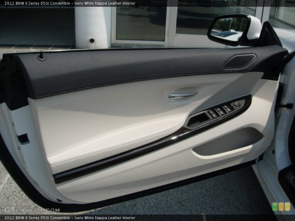 Ivory White Nappa Leather Interior Door Panel for the 2012 BMW 6 Series 650i Convertible #50529274