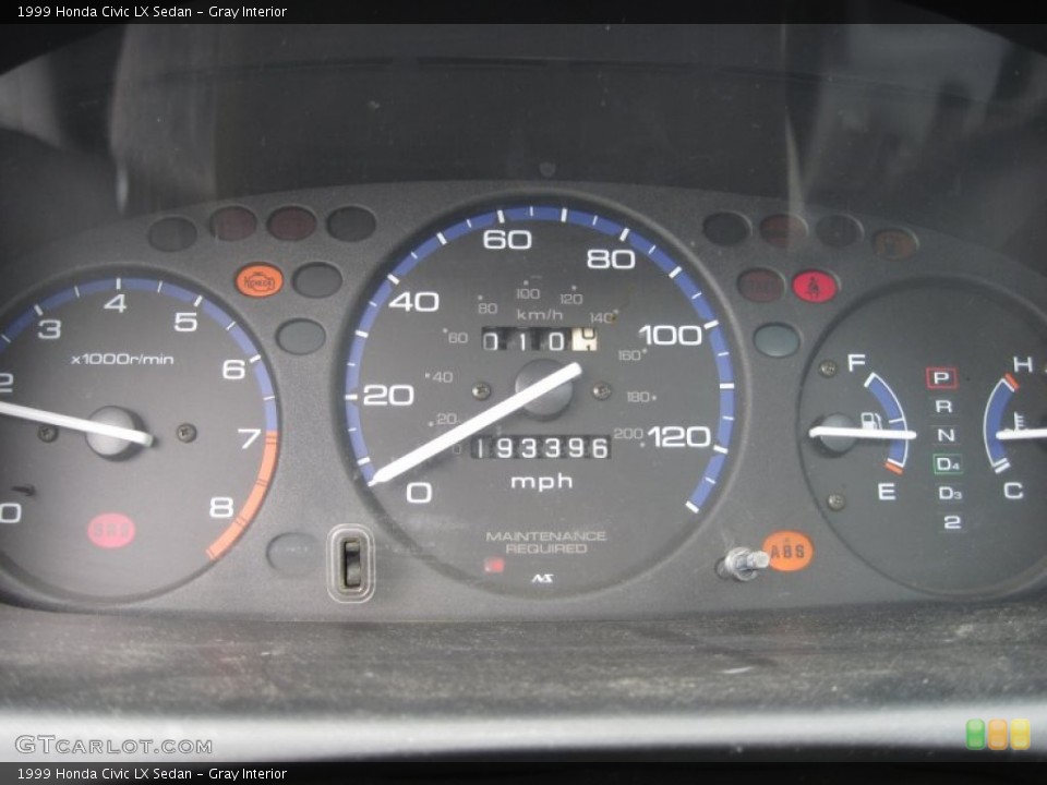 Gray Interior Gauges for the 1999 Honda Civic LX Sedan #50529445