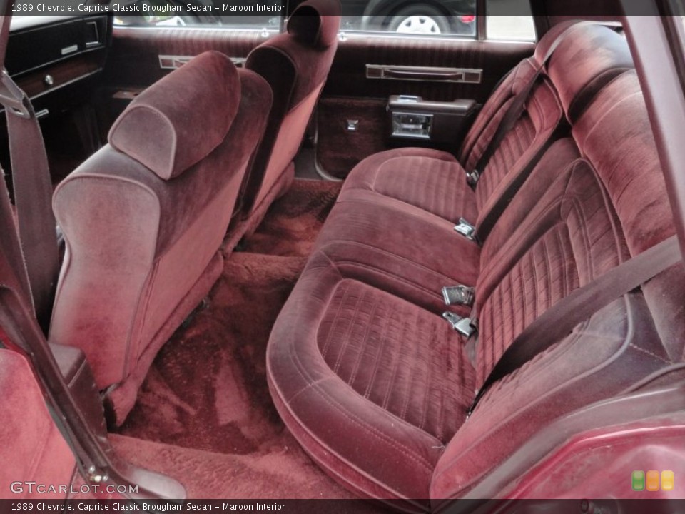 Maroon Interior Rear Seat for the 1989 Chevrolet Caprice Classic Brougham Sedan #50536756