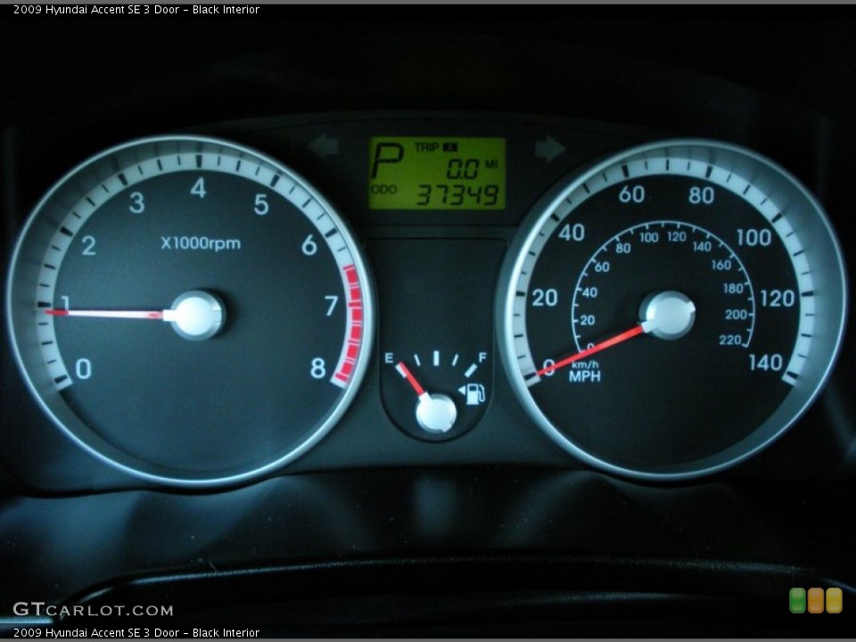 Black Interior Gauges for the 2009 Hyundai Accent SE 3 Door #50552062