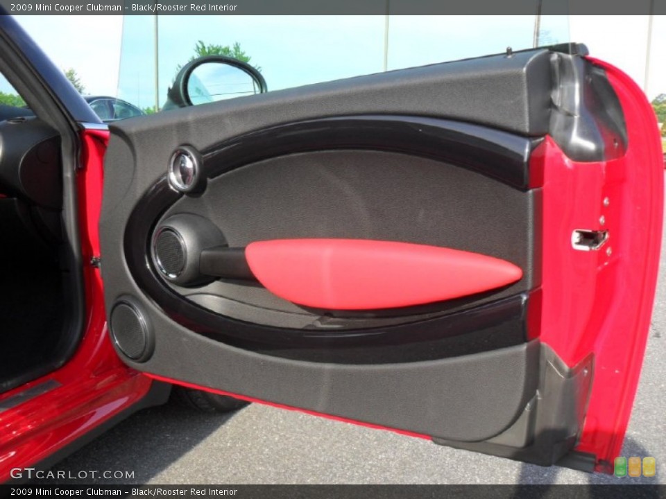 Black/Rooster Red Interior Door Panel for the 2009 Mini Cooper Clubman #50658611