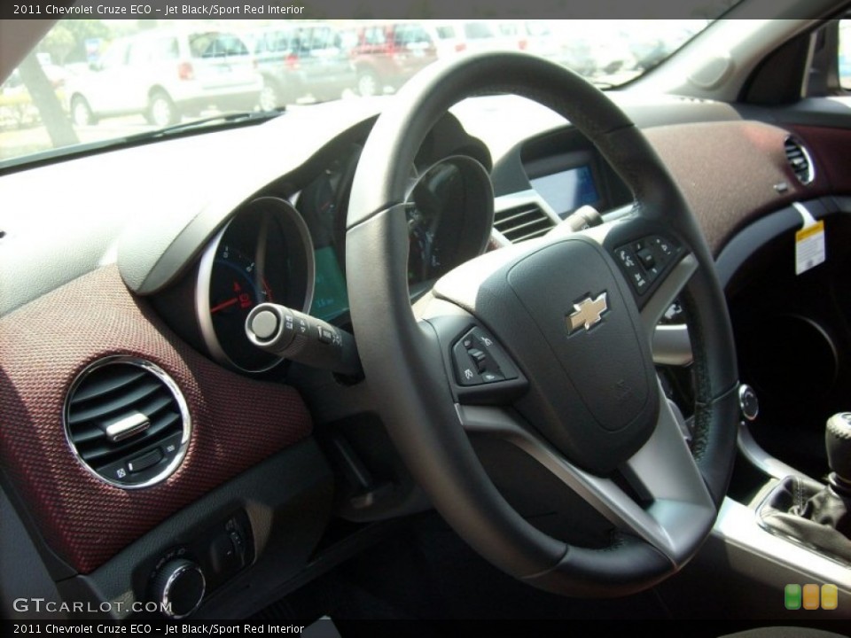Jet Black/Sport Red Interior Steering Wheel for the 2011 Chevrolet Cruze ECO #50659931