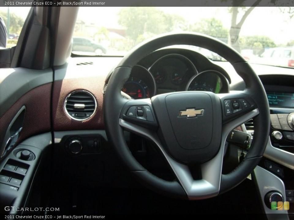 Jet Black/Sport Red Interior Steering Wheel for the 2011 Chevrolet Cruze ECO #50659946