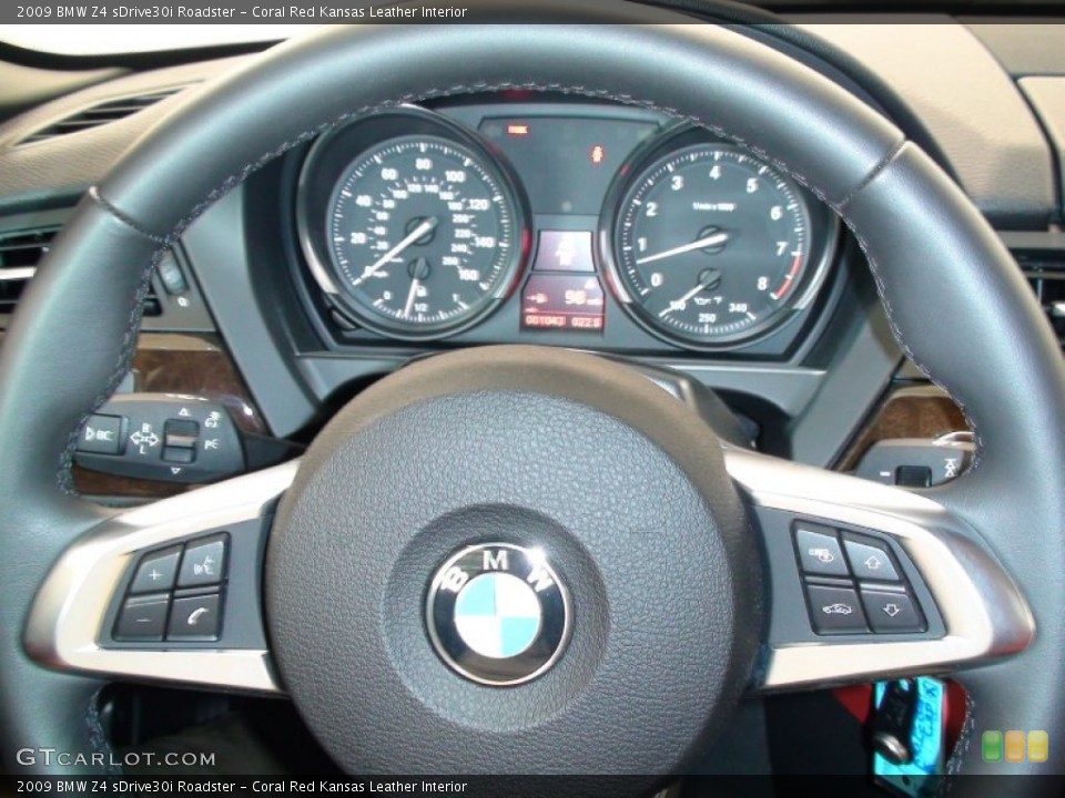 Coral Red Kansas Leather Interior Steering Wheel for the 2009 BMW Z4 sDrive30i Roadster #50661329