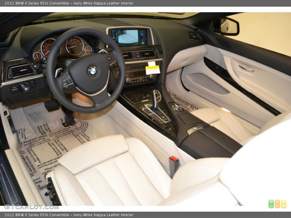 Ivory White Nappa Leather Interior Prime Interior for the 2012 BMW 6 Series 650i Convertible #50676812