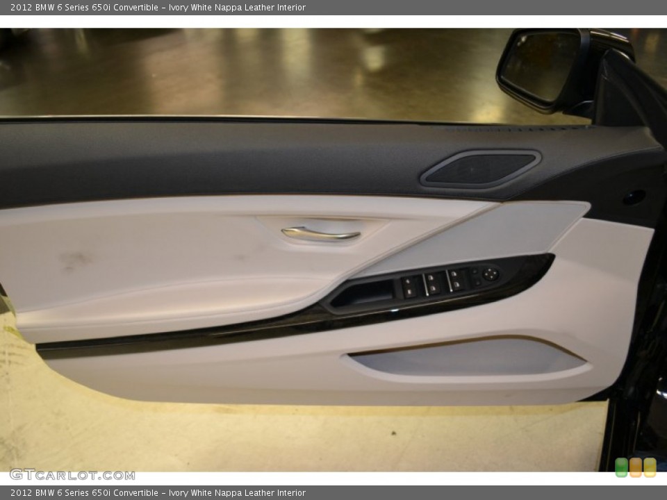 Ivory White Nappa Leather Interior Door Panel for the 2012 BMW 6 Series 650i Convertible #50676857